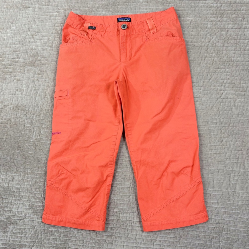 Patagonia Womens Coral Orange Organic Cotton Cropped Hiking Pants Size 4 83095